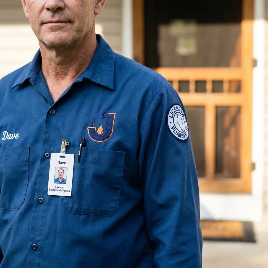 Licensed plumber showing ID badge in Monessen, PA