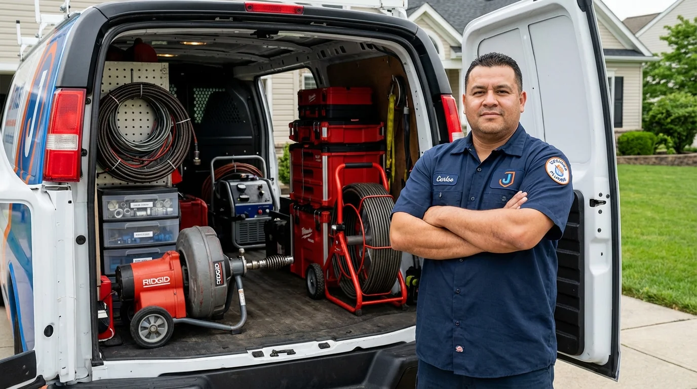 Professional drain cleaning equipment and Johns Plumbing LLC plumber in Monessen