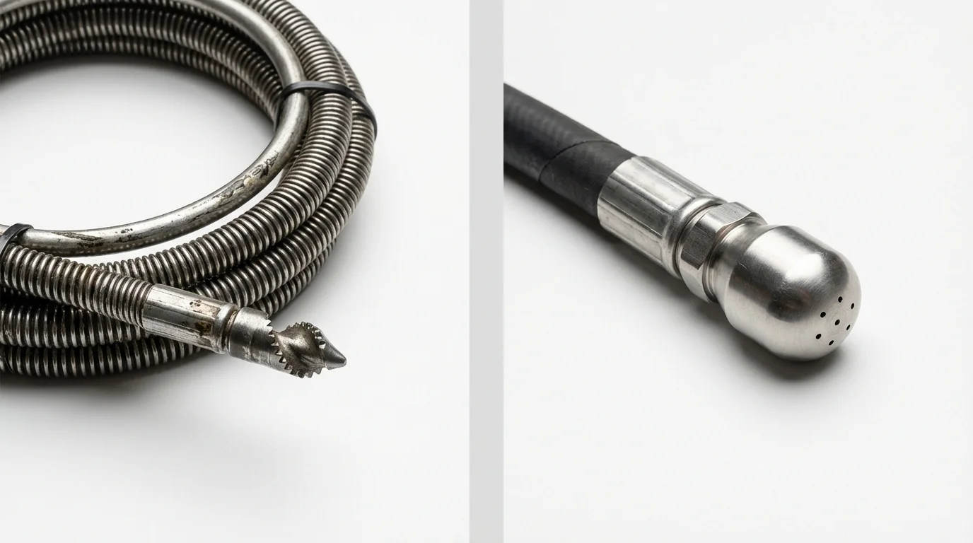 Drain snake cable and hydro jetting nozzle used for drain cleaning in Monessen, PA